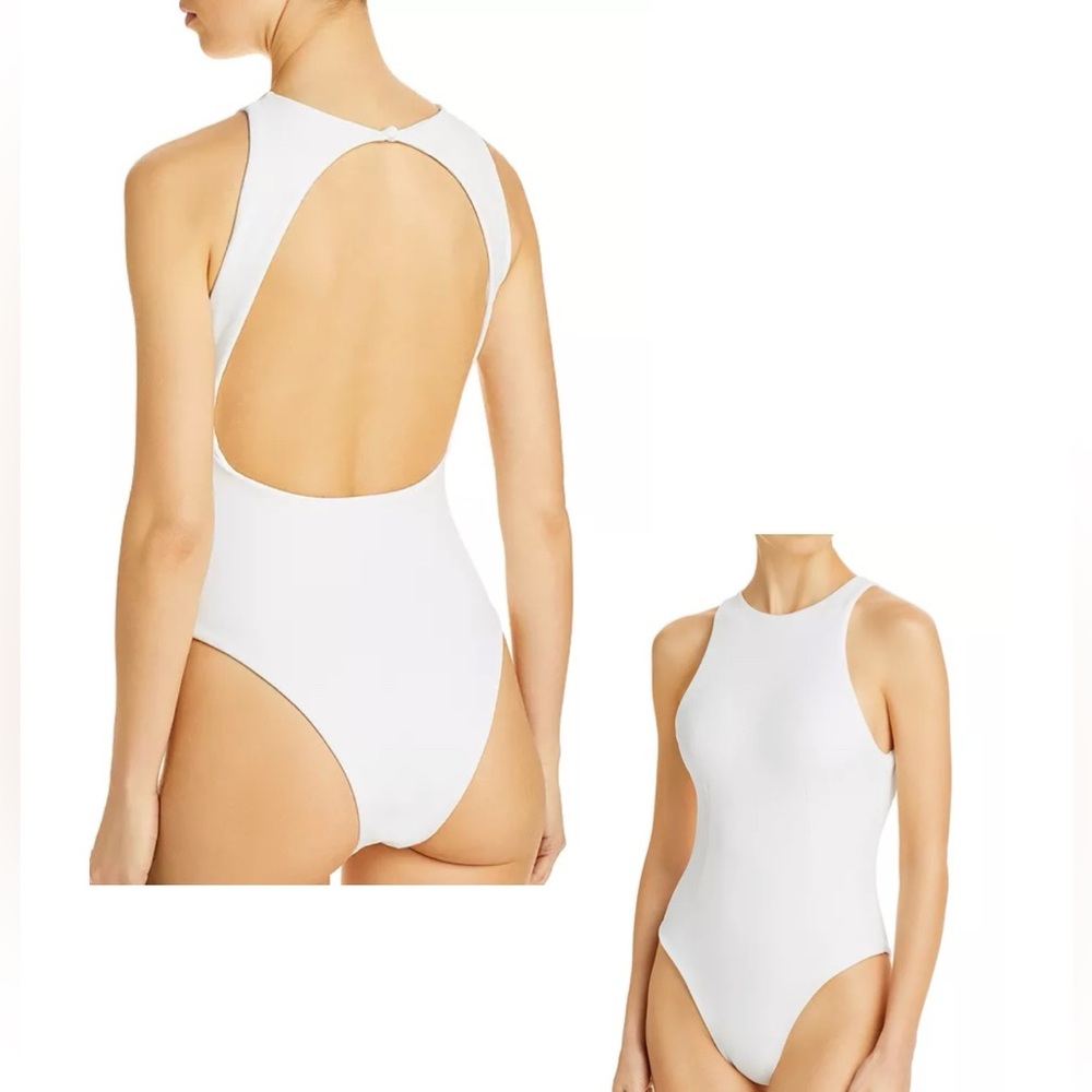 NWT Bandier Haight White High Neck One Piece Swimsuit